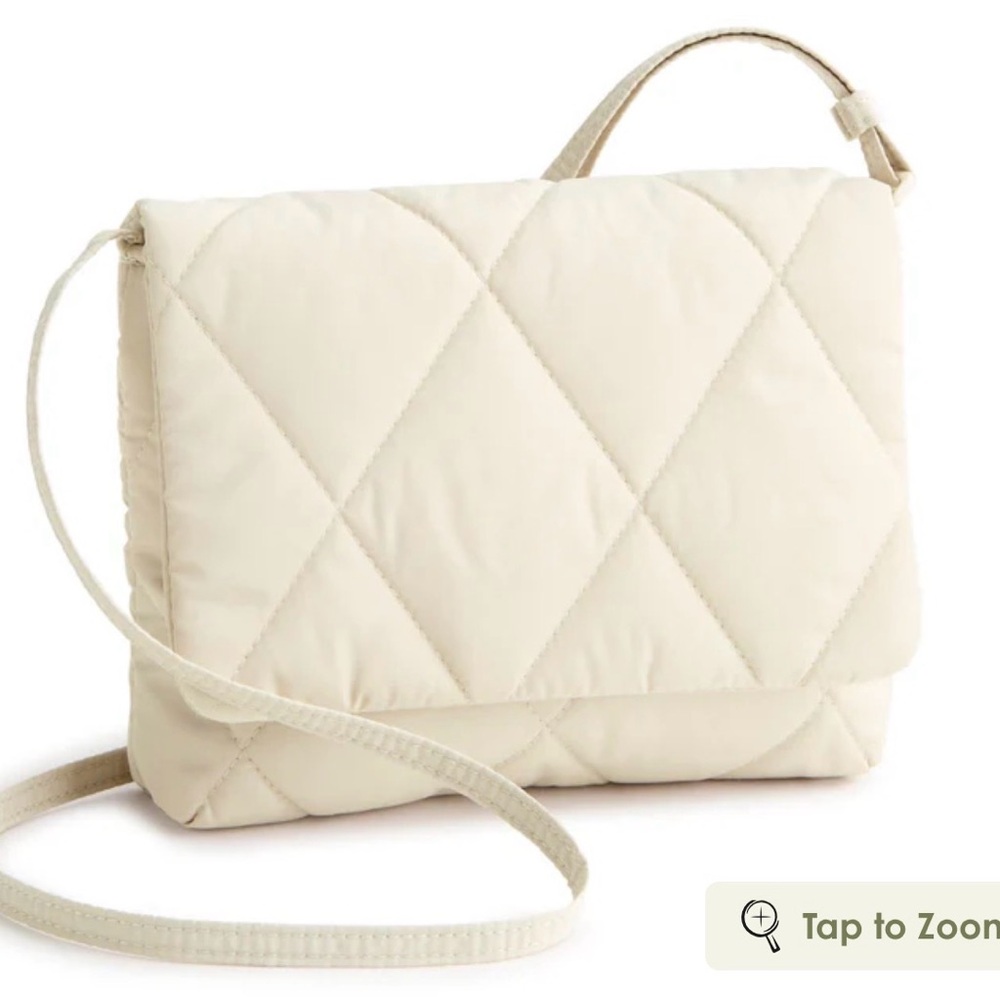 Vera Bradley Cream Quilted Flap Crossbody Bag.